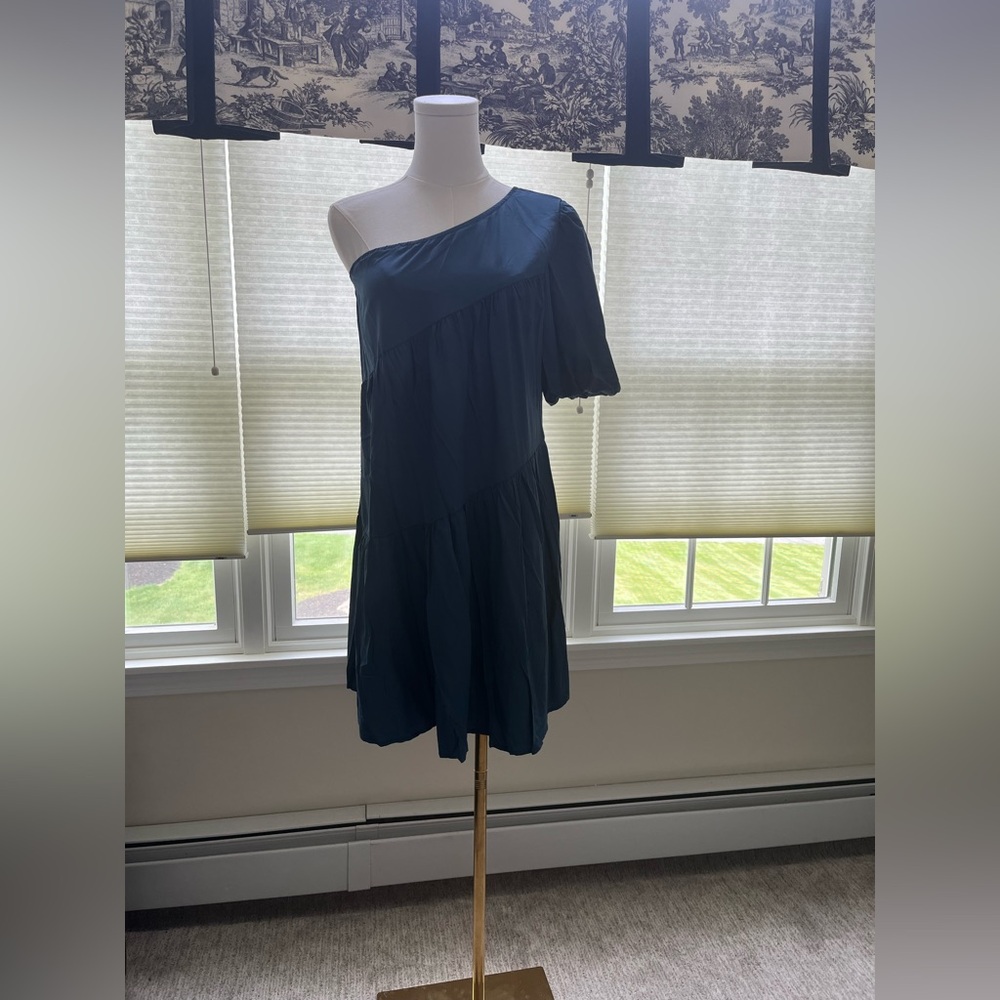 Casual One-Shoulder Blue Dress